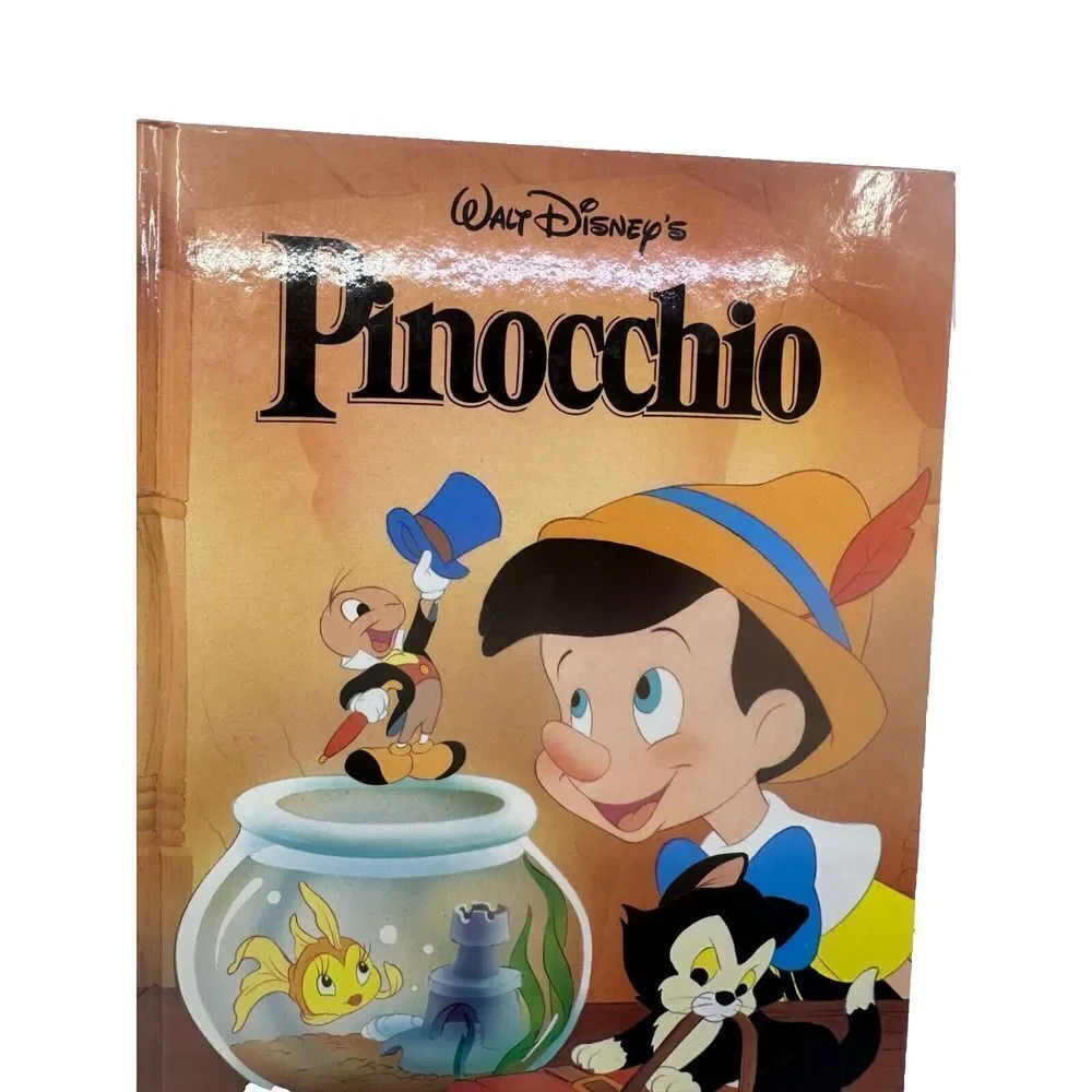 Disney Pinocchio Hardcover Book Kids OS Brown Good Vintage Classic Series